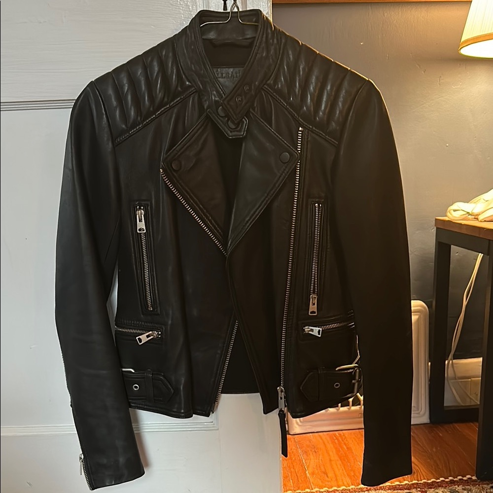 All Saints Kerr Biker Lamb Leather Jacket NWOT size 0